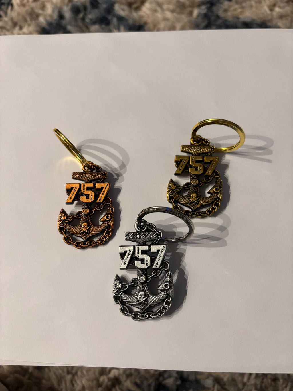 757 Naval Area Code KeyChain Antique 3