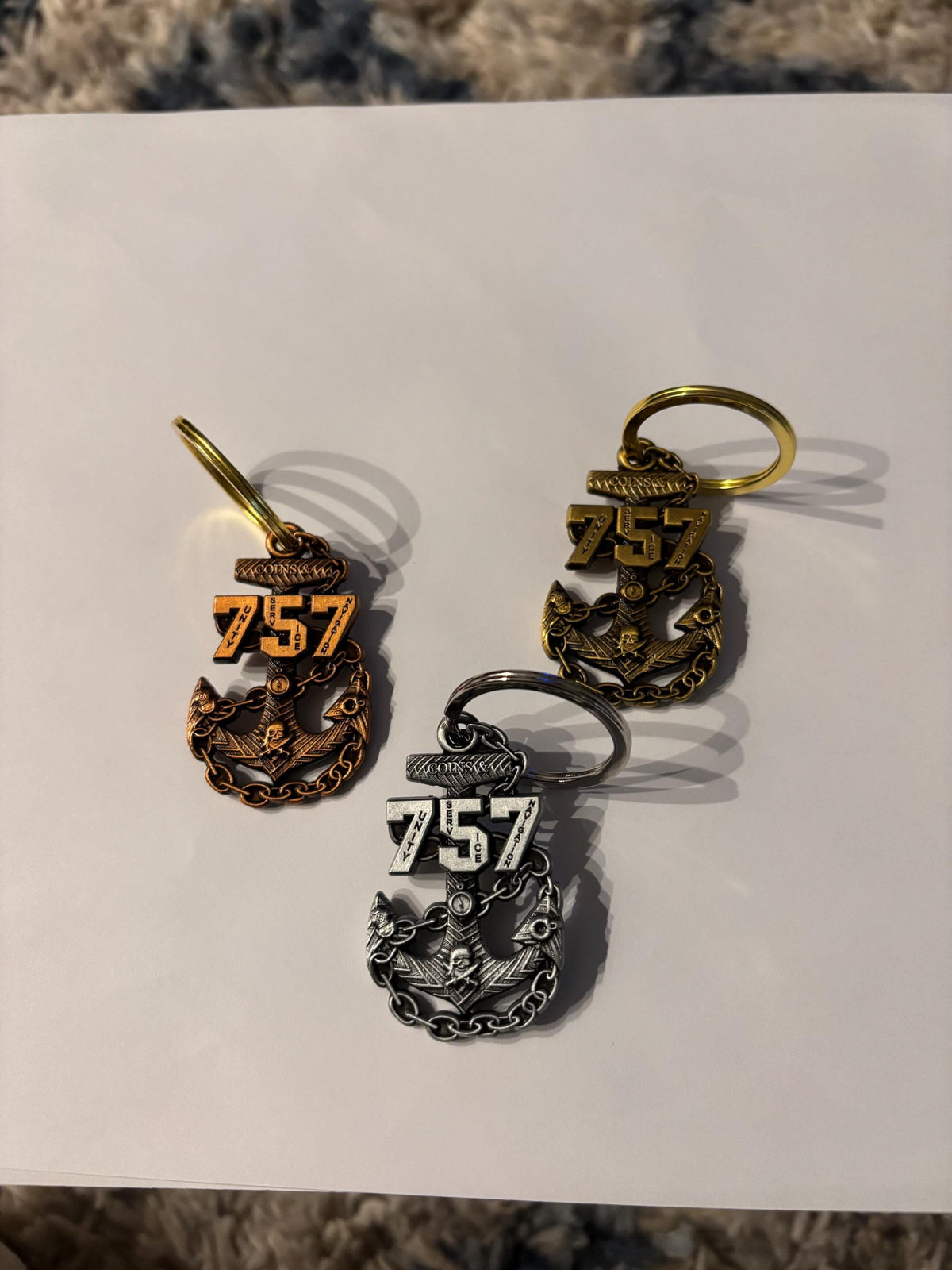 757 Naval Area Code KeyChain Antique 3
