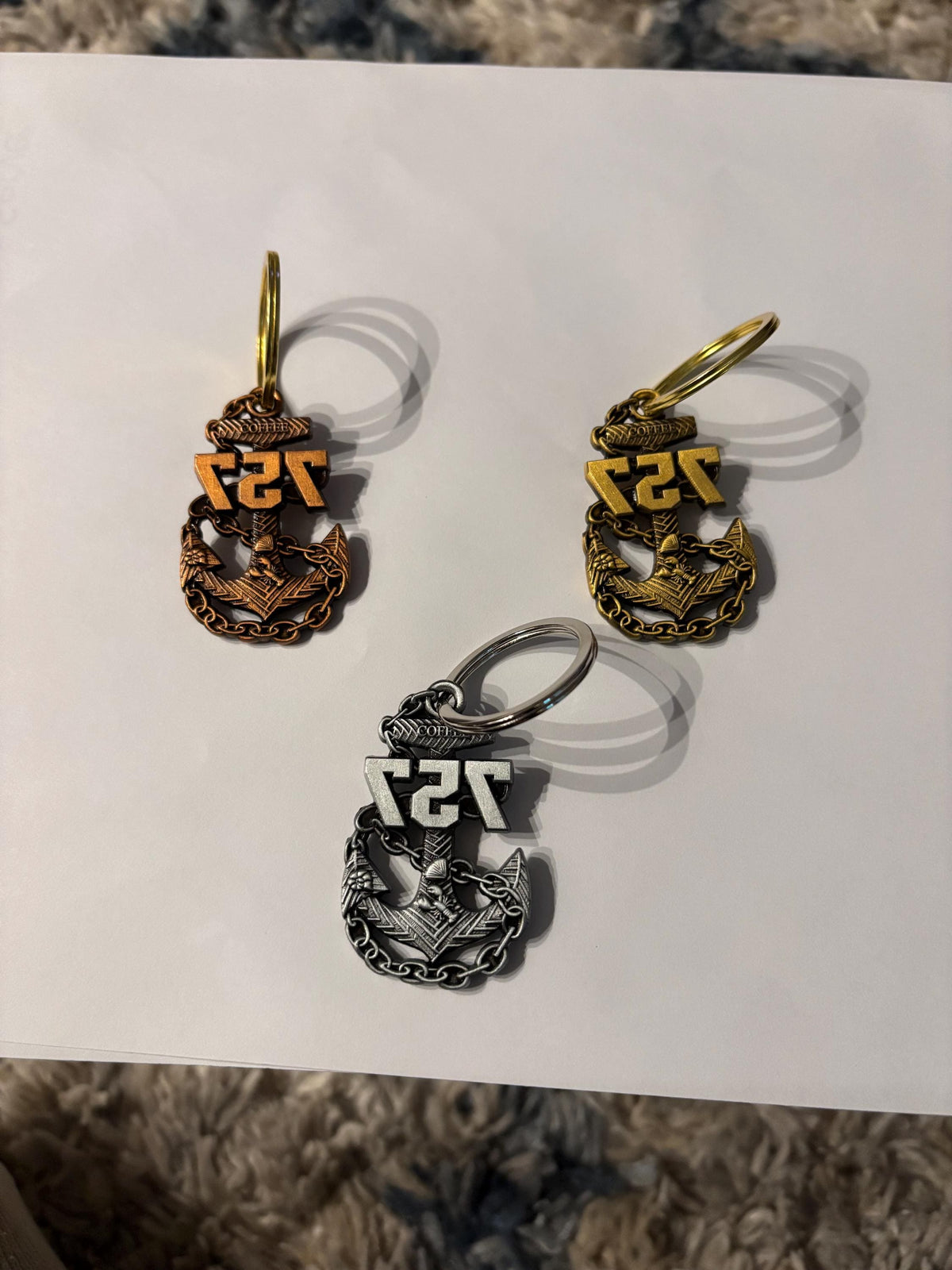 757 Naval Area Code KeyChain Antique 3