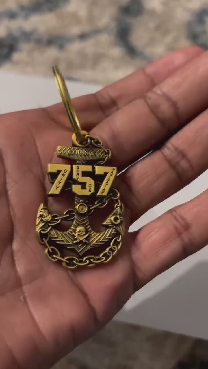 757 Naval Area Code KeyChain Antique 3